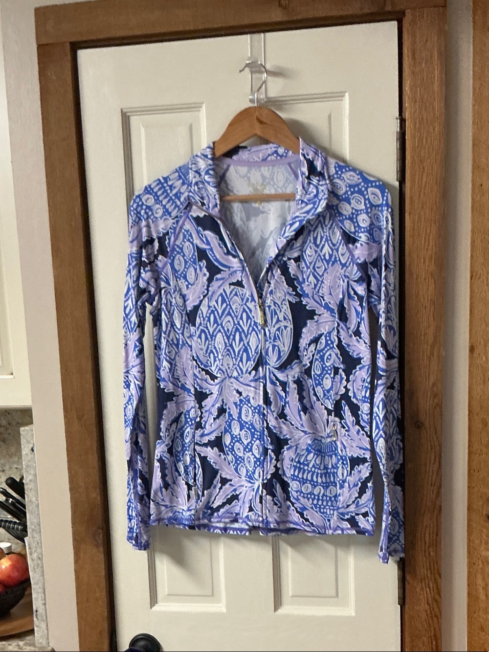 Lilly Pulitzer Blue and Lavender Paisley Zip Jacket